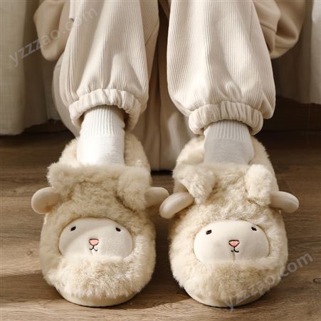 棉拖鞋女秋冬季外穿包跟室内家居厚底可爱毛毛加绒保暖月子棉鞋女