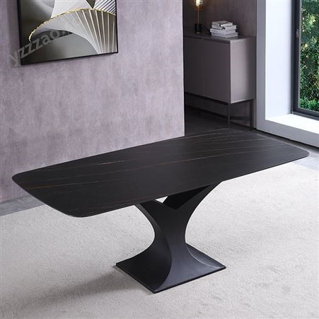 意式极简岩板餐桌现代简约家用客厅餐桌椅组合jj070