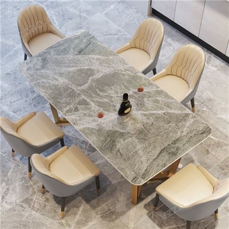 意式现代简约轻奢家用小户型长方形岩板餐桌椅-jj011
