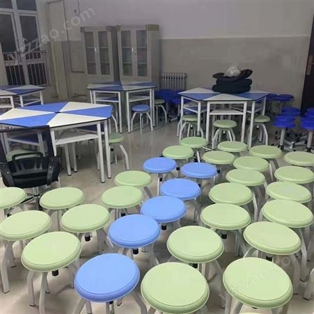 学校用实验室桌椅凳 扁圆四杠升降凳 结构牢固 耐滑