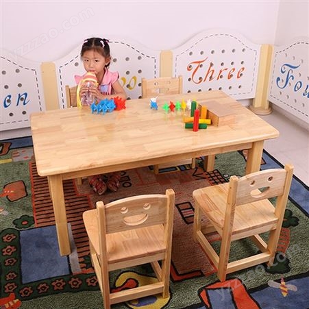 幼儿园实木桌椅少儿书画桌手工桌六人学习桌