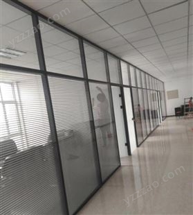 办公室玻璃隔断墙 铝合金双层百叶中空钢化磨砂防火隔音高隔断