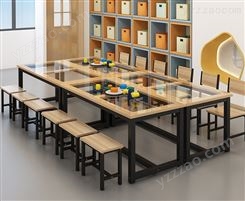 上海课桌椅学生培训桌手工绘画美术钢化玻璃桌面阅览会议桌JY-WQ-280
